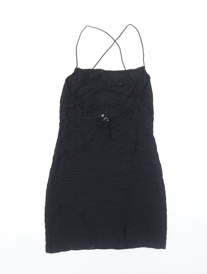 Bershka Womens Silver Polyester Slip Dress Size M Square Neck Pullover