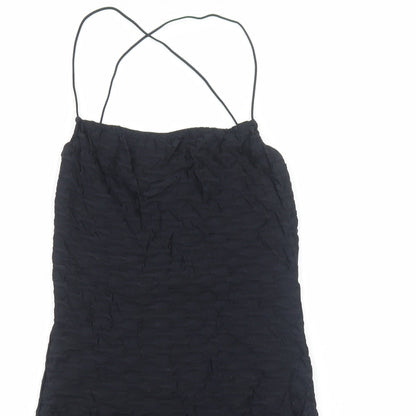 Bershka Womens Silver Polyester Slip Dress Size M Square Neck Pullover
