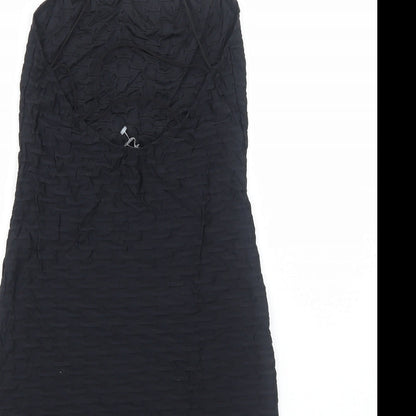 Bershka Womens Silver Polyester Slip Dress Size M Square Neck Pullover