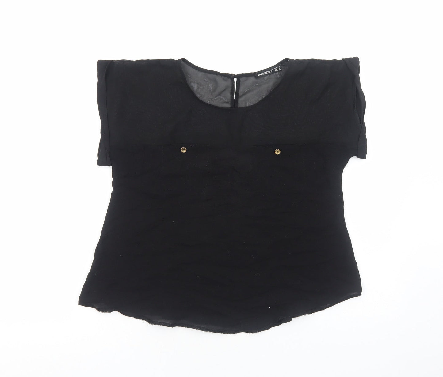 Womens UK Size 8 Atmosphere Black Basic T-Shirt