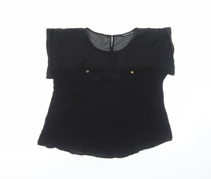 Womens UK Size 8 Atmosphere Black Basic T-Shirt