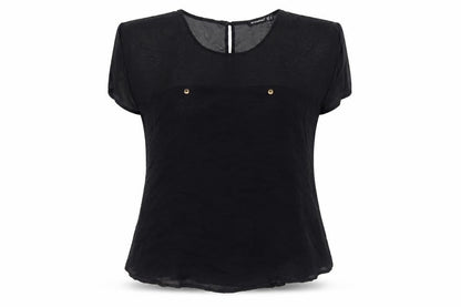 Womens UK Size 8 Atmosphere Black Basic T-Shirt