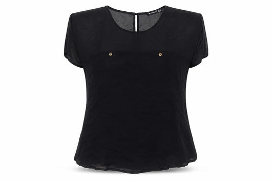 Womens UK Size 8 Atmosphere Black Basic T-Shirt