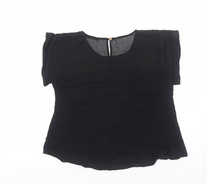 Womens UK Size 8 Atmosphere Black Basic T-Shirt