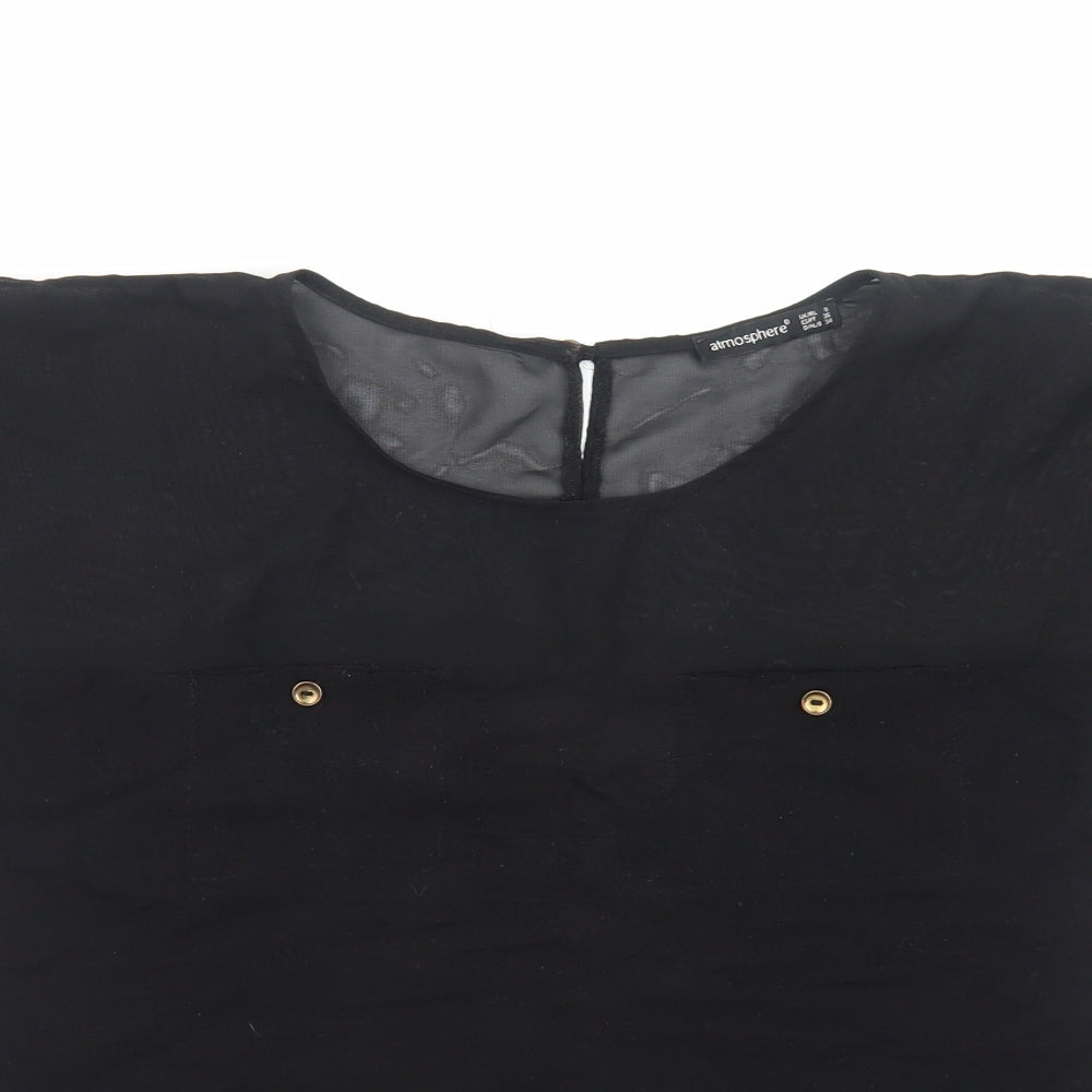Womens UK Size 8 Atmosphere Black Basic T-Shirt