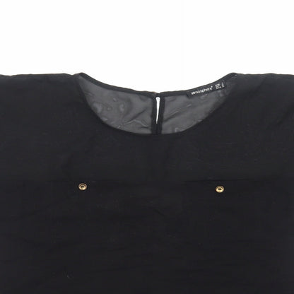 Womens UK Size 8 Atmosphere Black Basic T-Shirt