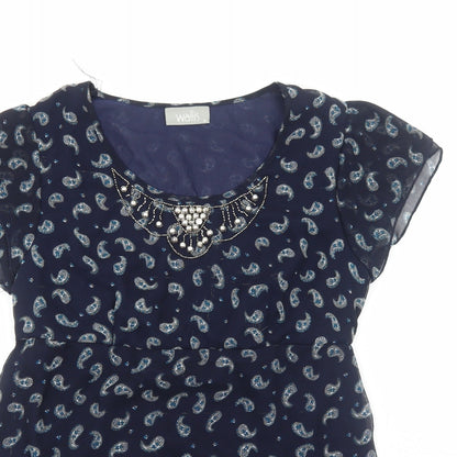 Womens UK Size M Wallis Blue Basic Blouse