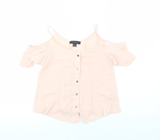 Primark Womens Pink Polyester Basic Blouse Size 6 Off the Shoulder