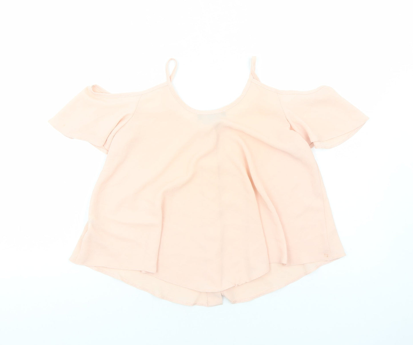 Primark Womens Pink Polyester Basic Blouse Size 6 Off the Shoulder
