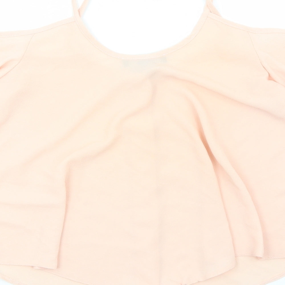 Primark Womens Pink Polyester Basic Blouse Size 6 Off the Shoulder