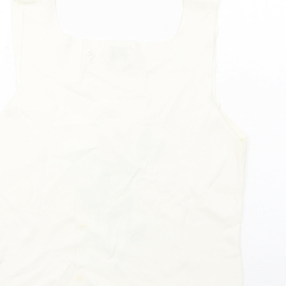 Medici Womens White Nylon Basic Tank Size XL Round Neck - Floral