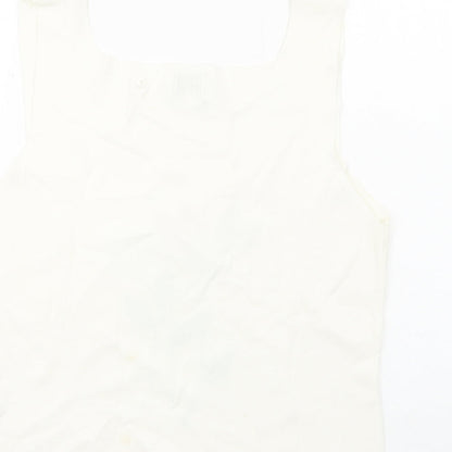 Medici Womens White Nylon Basic Tank Size XL Round Neck - Floral
