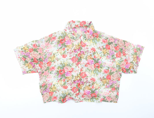 Womens UK Size M Preworn Multicoloured Cropped Button-Up