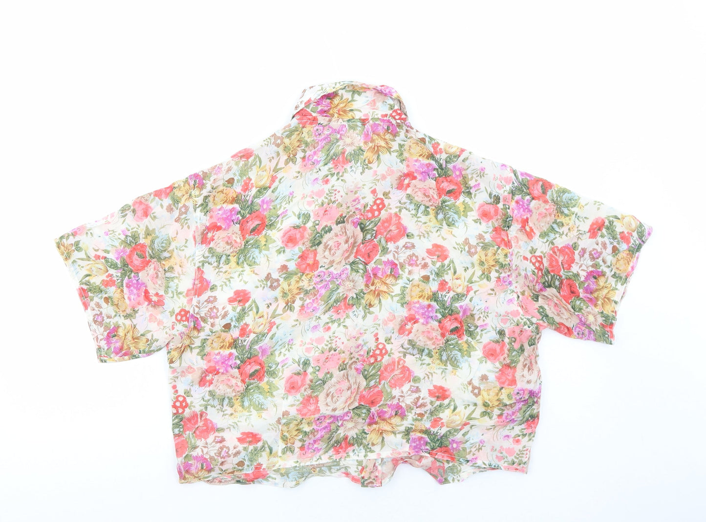 Womens UK Size M Preworn Multicoloured Cropped Button-Up