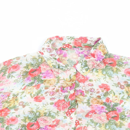 Womens UK Size M Preworn Multicoloured Cropped Button-Up
