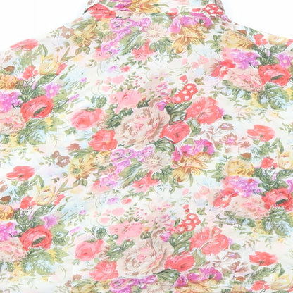Womens UK Size M Preworn Multicoloured Cropped Button-Up