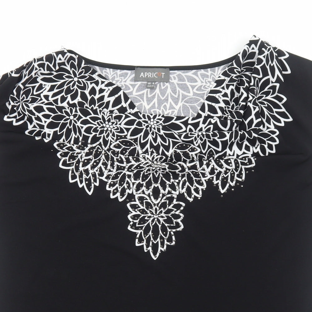 Womens UK Size 8 Apricot Black Basic Blouse