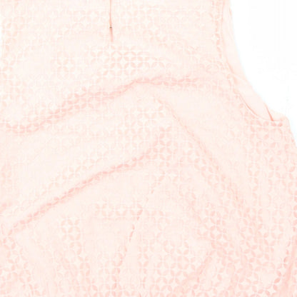 Liz Claiborne Womens Pink Geometric Polyester Basic Tank Size XL Round Neck