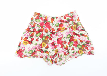Papaya Womens White Floral Viscose Basic Shorts Size 8 Regular Zip
