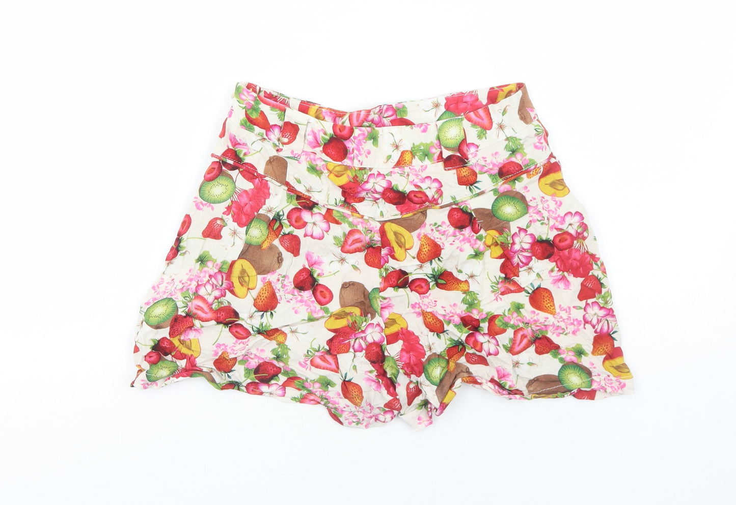 Papaya Womens White Floral Viscose Basic Shorts Size 8 Regular Zip