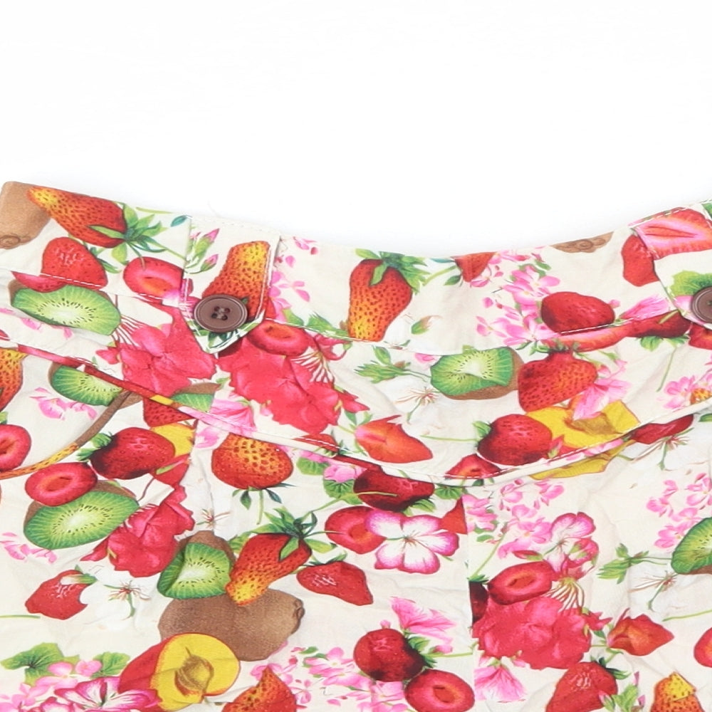 Papaya Womens White Floral Viscose Basic Shorts Size 8 Regular Zip