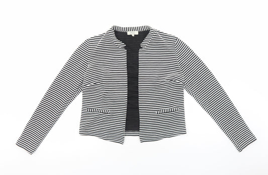 Papaya Womens Black V-Neck Striped Viscose Cardigan Jumper Size 10