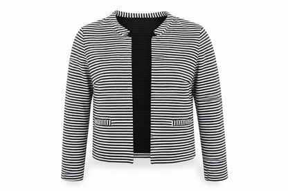 Papaya Womens Black V-Neck Striped Viscose Cardigan Jumper Size 10