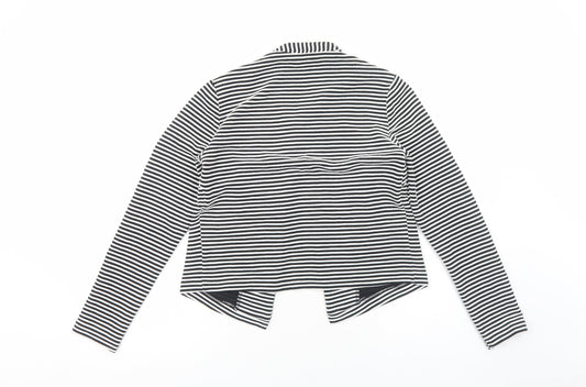 Papaya Womens Black V-Neck Striped Viscose Cardigan Jumper Size 10