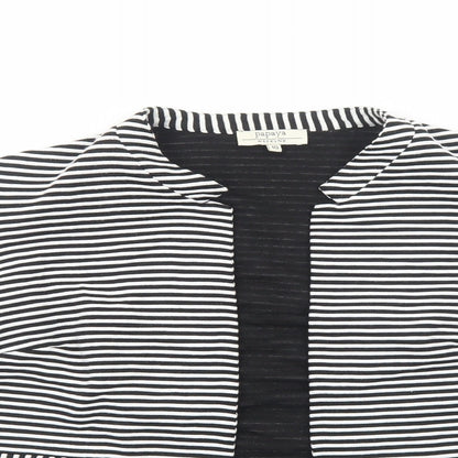 Papaya Womens Black V-Neck Striped Viscose Cardigan Jumper Size 10
