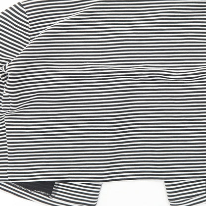 Papaya Womens Black V-Neck Striped Viscose Cardigan Jumper Size 10
