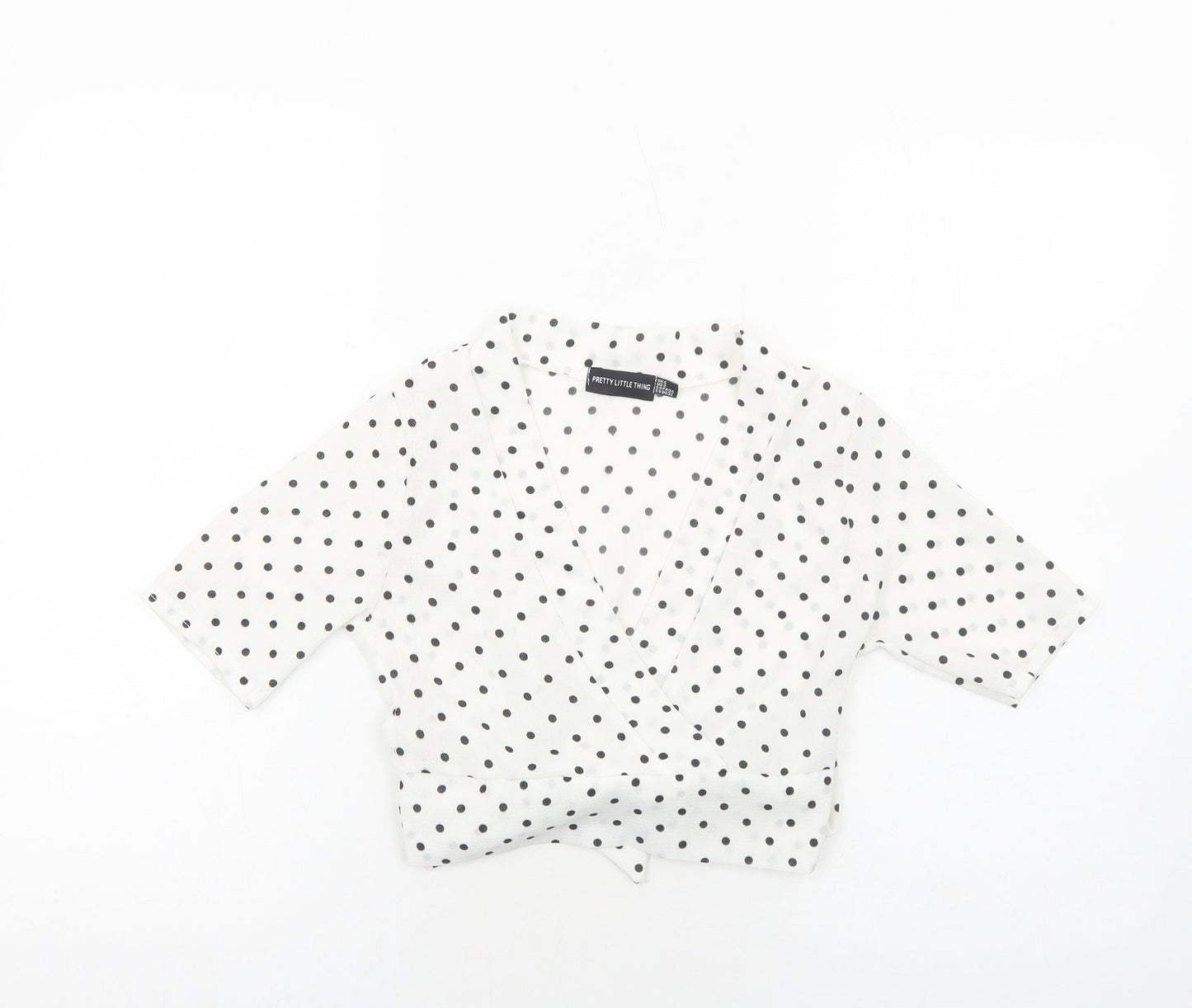 Womens UK Size 6 PRETTYLITTLETHING White Cropped Blouse