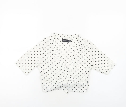 Womens UK Size 6 PRETTYLITTLETHING White Cropped Blouse