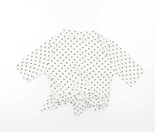 Womens UK Size 6 PRETTYLITTLETHING White Cropped Blouse