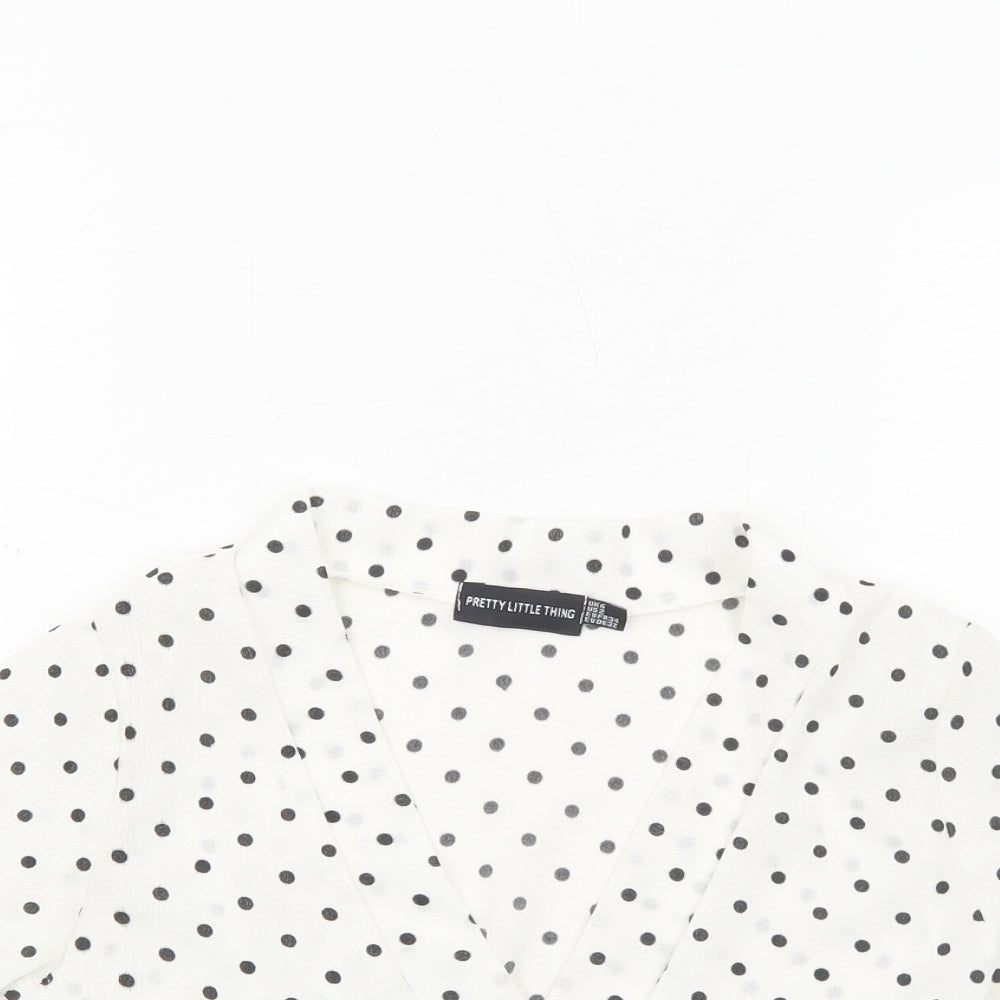 Womens UK Size 6 PRETTYLITTLETHING White Cropped Blouse
