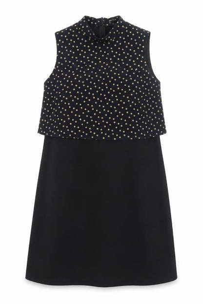 River Island Womens Black Geometric Polyester A-Line Size 12 Mock Neck Zip