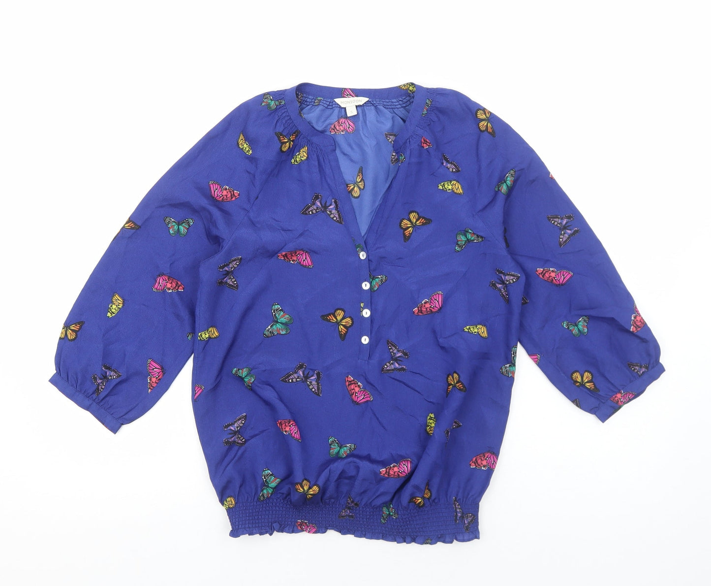 Womens UK Size S Monsoon Blue Basic Blouse
