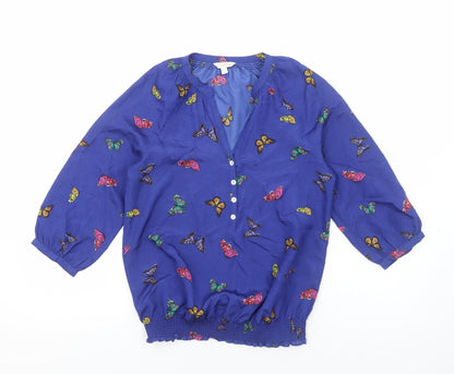 Womens UK Size S Monsoon Blue Basic Blouse