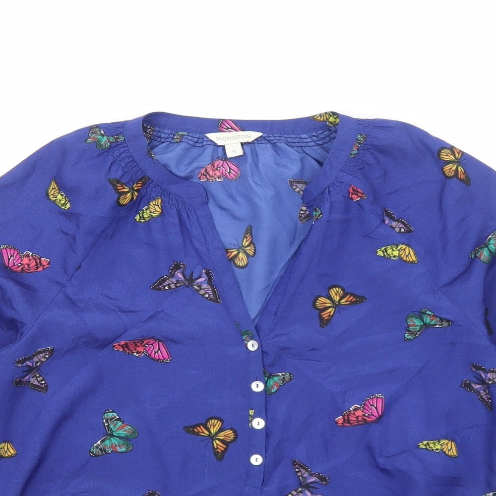Womens UK Size S Monsoon Blue Basic Blouse