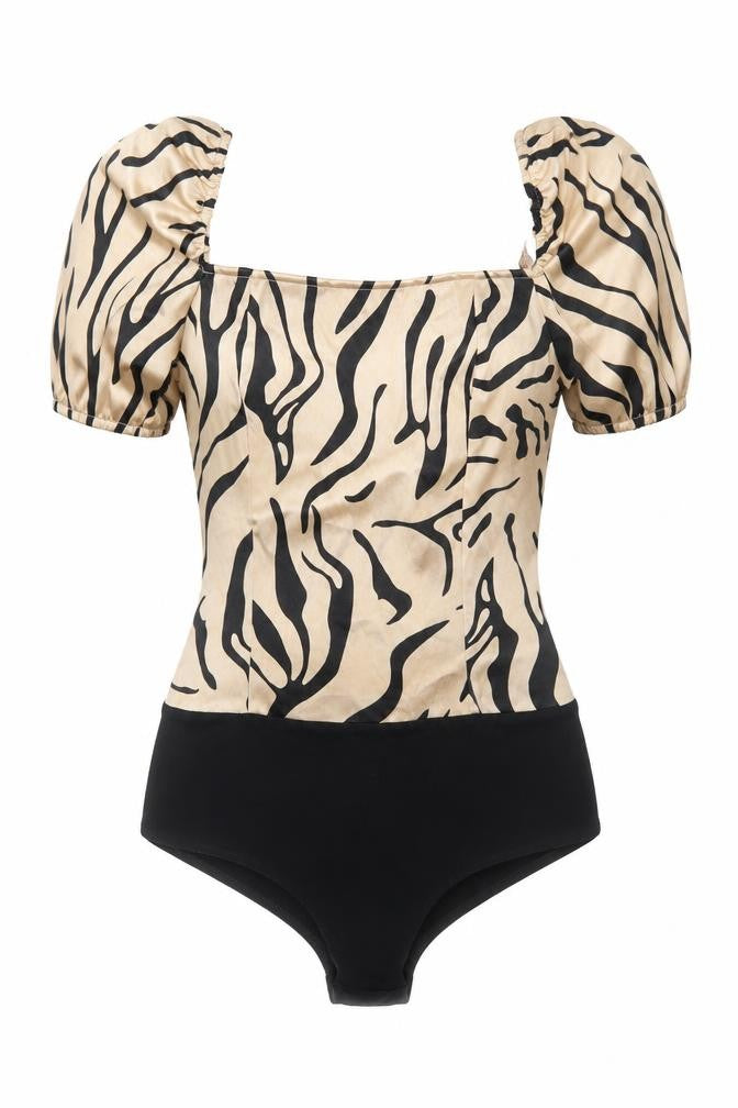 Womens UK Size 8 Quiz One-Piece Beige Bodysuit