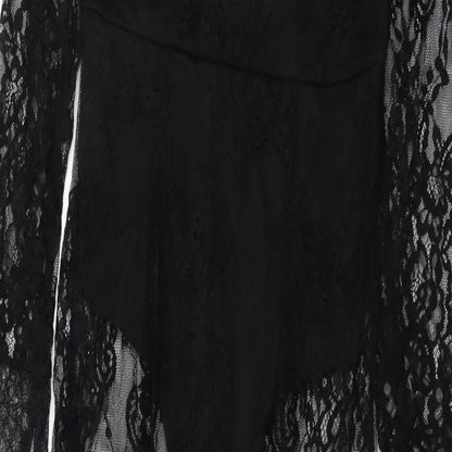 Danity Womens Black Geometric Polyester Ball Gown Size S Off the Shoulder Zip