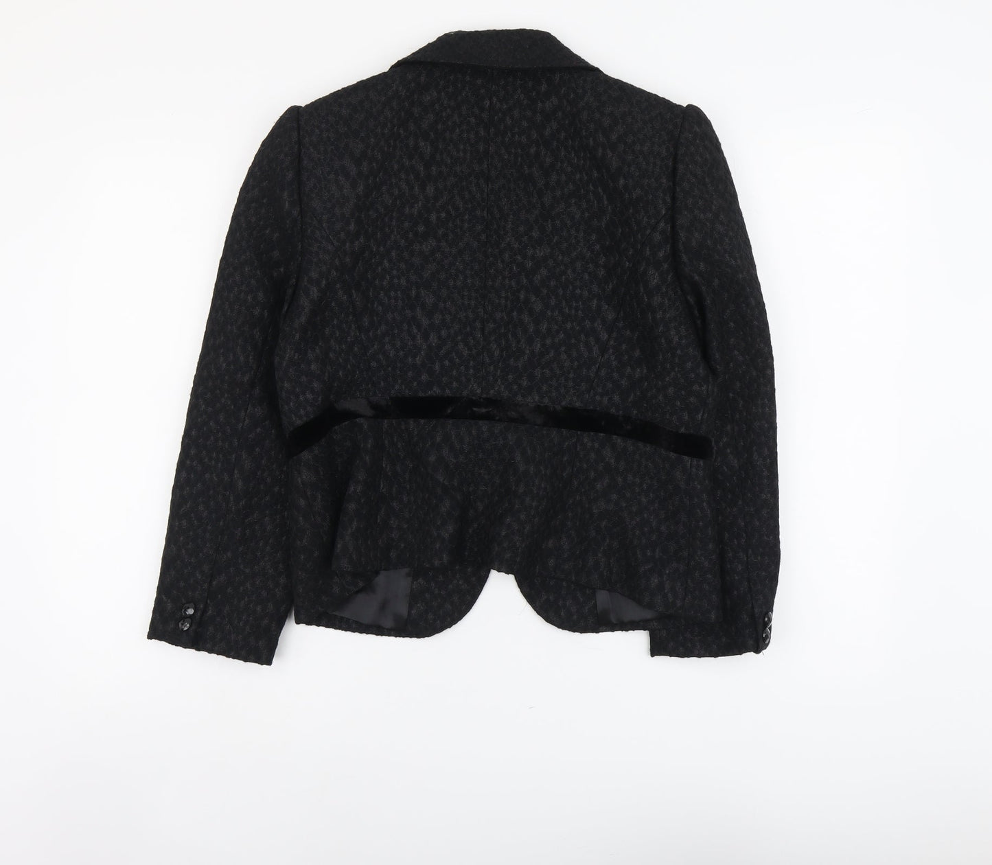 Per Una Womens Black Geometric Polyester Jacket Blazer Size 14