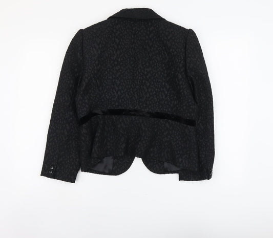 Per Una Womens Black Geometric Polyester Jacket Blazer Size 14