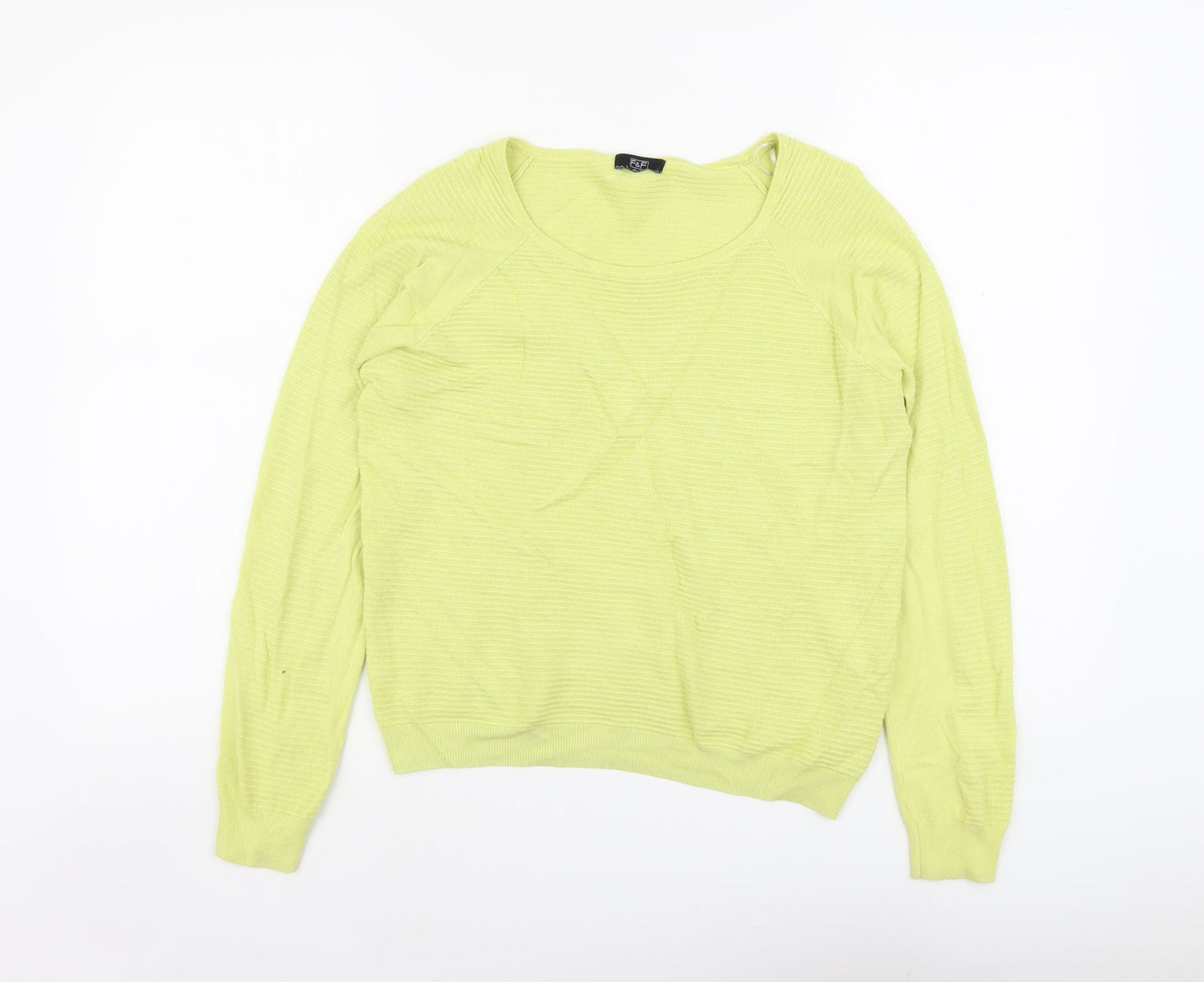 F&F Womens Green Round Neck Viscose Pullover Jumper Size 12