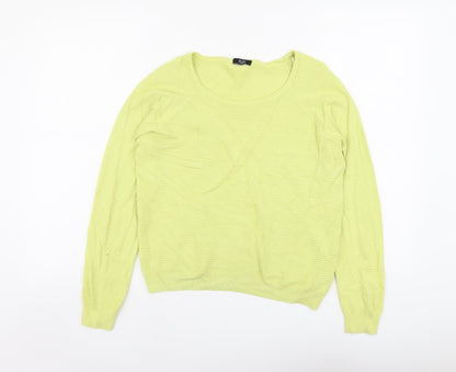 F&F Womens Green Round Neck Viscose Pullover Jumper Size 12