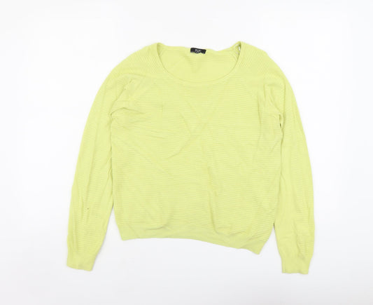 F&F Womens Green Round Neck Viscose Pullover Jumper Size 12