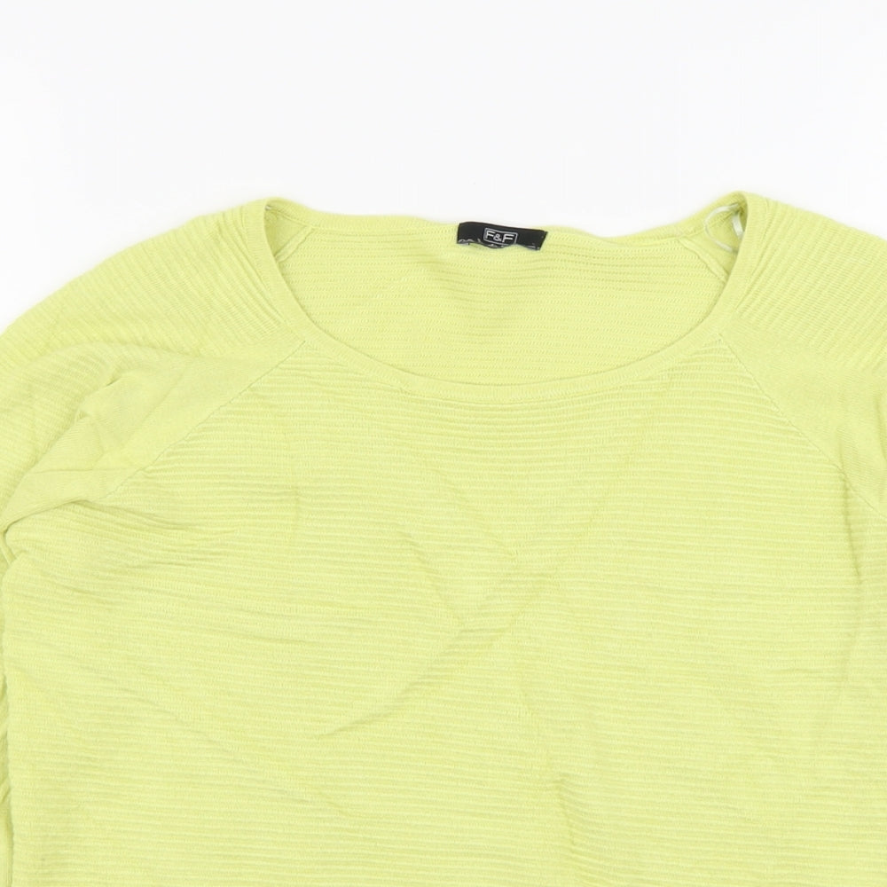 F&F Womens Green Round Neck Viscose Pullover Jumper Size 12