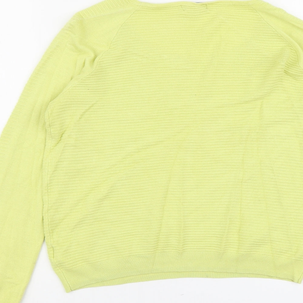 F&F Womens Green Round Neck Viscose Pullover Jumper Size 12