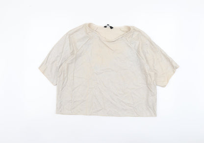 Womens UK Size 14 New Look Beige Basic T-Shirt