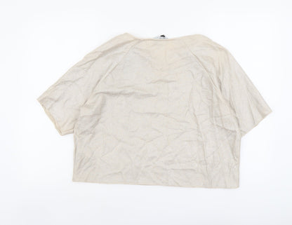 Womens UK Size 14 New Look Beige Basic T-Shirt
