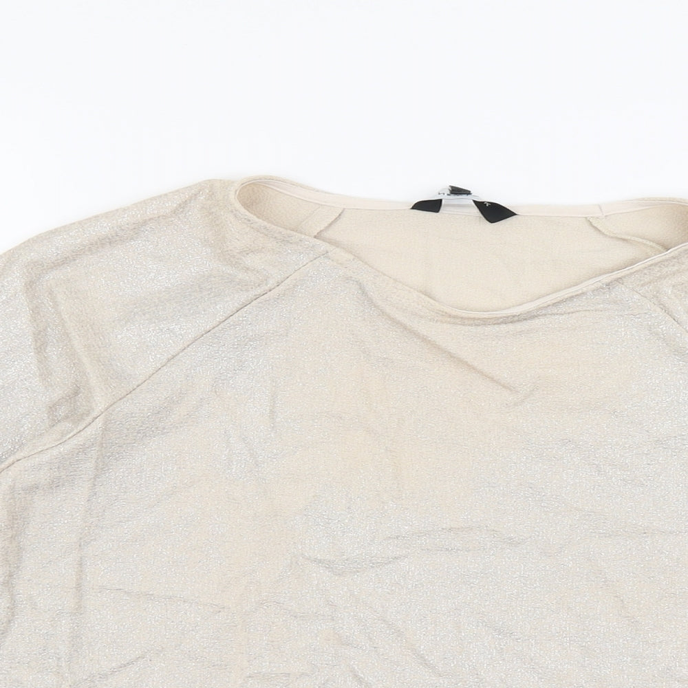 Womens UK Size 14 New Look Beige Basic T-Shirt